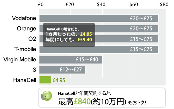 個人プラン月額基本料金比較表